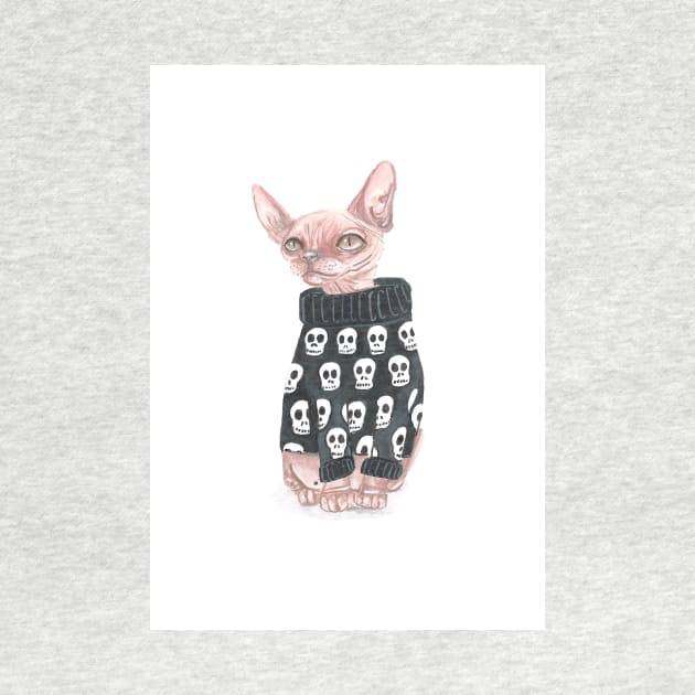 Sphynx Cat and skull jumper by HannahFarr